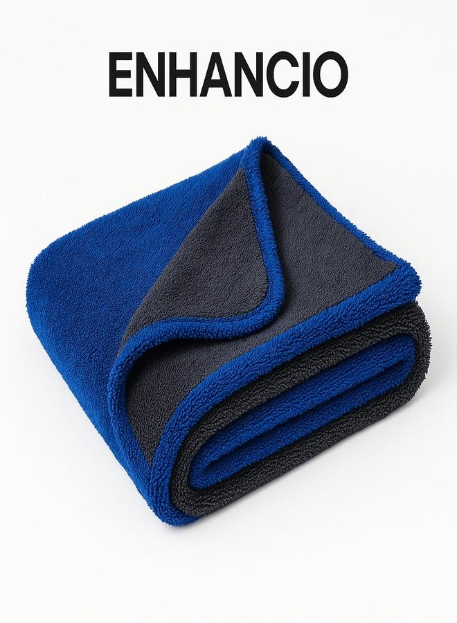 ENHANCIO منشفة مايكروفايبر ENHANCIO 1100 GSM بحلقات ملتوية، مقاس 60×40 سم، سميكة للغاية، سريعة الجفاف، بدون حواف، فائقة الامتصاص، لا تترك وبرًا ولا تسبب خدوشًا، مثالية لغسيل السيارات وتلميعها وتنظيفها، عبوة من قطعة واحدة، لون رمادي داكن وأزرق - Image 5
